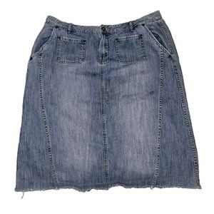 Wrap London Denim Size 14 US 18 UK Full Length Jean A-Line Skirt Raw Hem